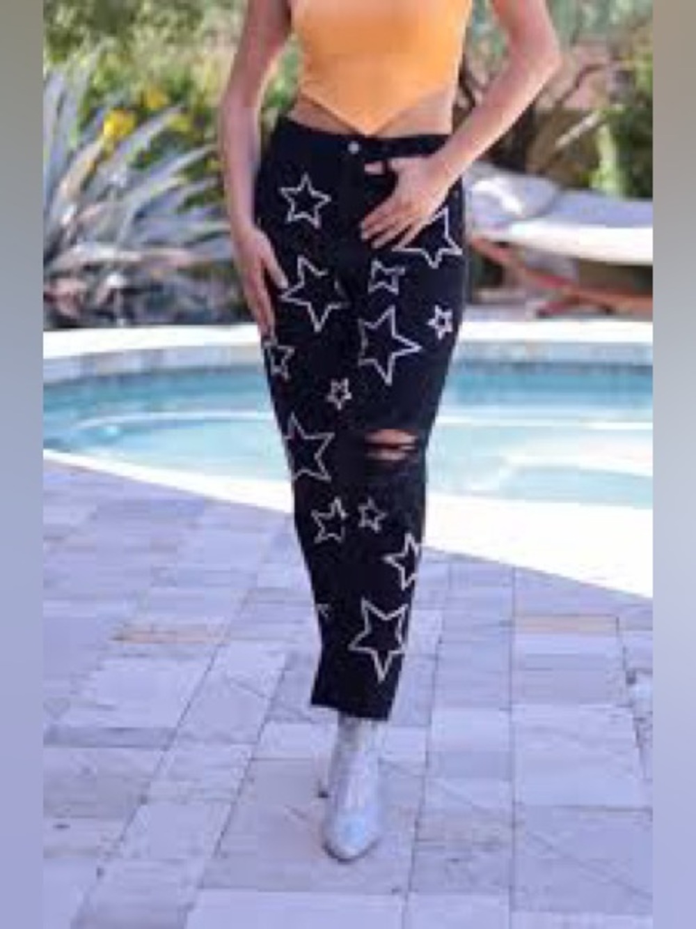 Black Star-Print Women's Jeans